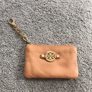 Tory Burch chestnut leather key wallet